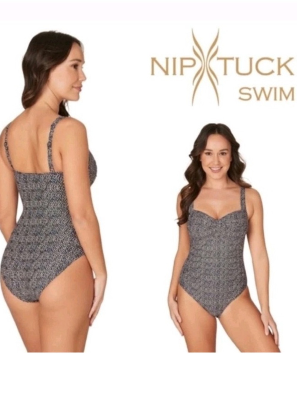 Nip Tuck Joanne one piece twist front tummy control full coverage swimsuit Sz 10